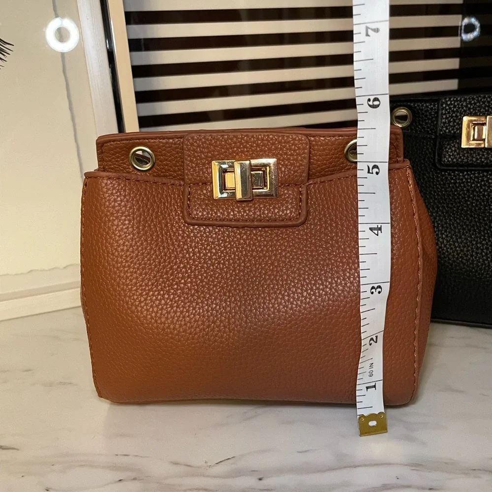Brown Vegan Leather Handbag Crossbody
